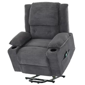 Large Power Lift Chairs Recliner Chair with Heat and Massage Smart Arm Chair with Cup Holders Upholstered Soft Fabric