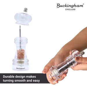 Buckingham Acrylic salt & Pepper mill set, easy to use, Perfect for seasoning