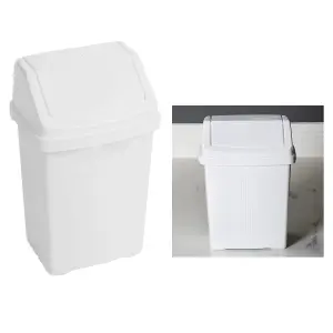 2 x Small 8L Ice White Rubbish Waste Flip Top Bins For Living Areas & Office