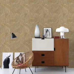 Grandeco Cambara Stacked Log Wood Block Textured Wallpaper, Light Oak