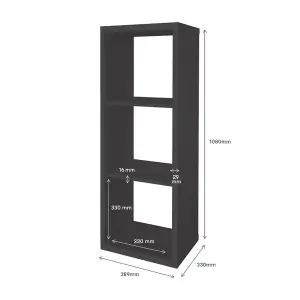 GoodHome Mixxit Grey Freestanding 3 shelf Rectangular Shelving unit, (H)1080mm (W)389mm