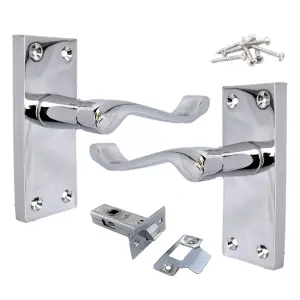 Door Handles Victorian Scroll Lever Latch - Chrome Pack 118 x 40mm