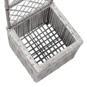 Berkfield Trellis Raised Bed with 1 Pot 30x30x107 cm Poly Rattan Grey