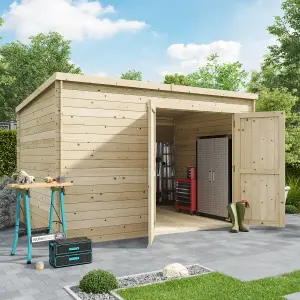 BillyOh Pro Pent Log Cabin Wooden Shed - W3.5m x D2.5m (11 x 8ft) - 28mm Thickness