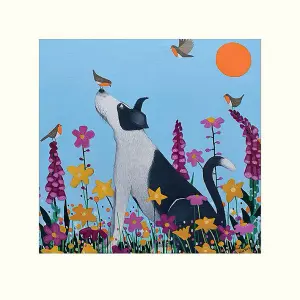 Ailsa Black Bestie To The Birdies Print Blue/Purple/Orange (40cm x 40cm)