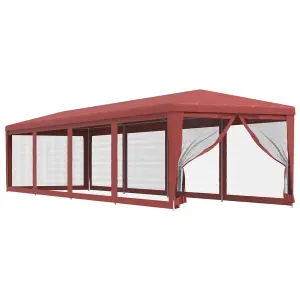 Berkfield Party Tent with 10 Mesh Sidewalls Red 3x12 m HDPE