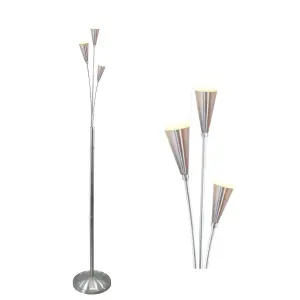 First Choice Lighting Bally Satin Nickel with Alabaster Shades Floor Lamp