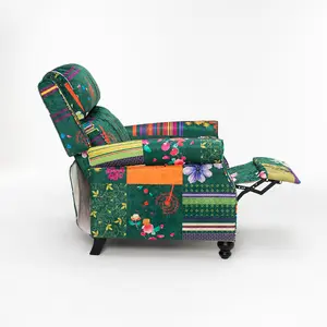 Fabric Green Patchwork Mary Manual Recliner Chair