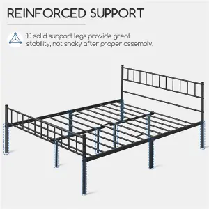 Yaheetech Black 5ft King Metal Bed Frame with Slatted Headboard and Footboard