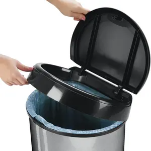 42 Litre Touch Top Waste Bin Silver