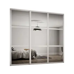 Contemporary Shaker Mirrored Matt dove grey 3 door Sliding Door kit (H)2260mm (W)2592mm