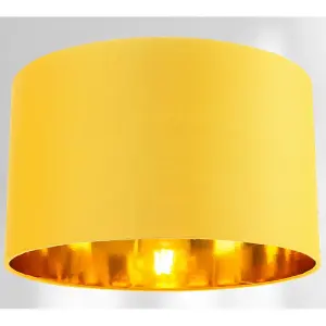 Contemporary Ochre Cotton 14 Table/Pendant Lamp Shade with Shiny Gold Inner