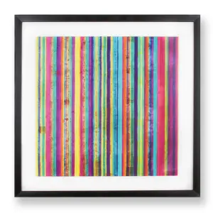 Neon Stripe Black Framed Print Wall Art