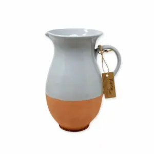 Rustic Pastel Half Dipped Terracotta Kitchen Dining Tall Pourer Jug Grey 2L (H) 28cm