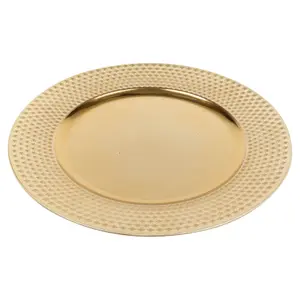 URBNLIVING 33cm Christmas Dinner Charger Plates Set Of 6 Gold Geo Gloss Placemats Dining Table Setting Party Decor