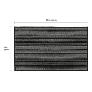  Non-Slip Indoor Door Mat Black / Rectangle W50 x L80 cm