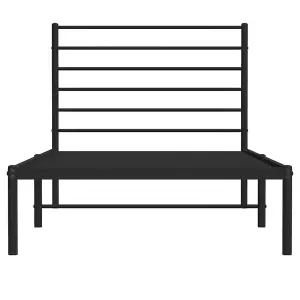 Berkfield Metal Bed Frame with Headboard Black 100x190 cm