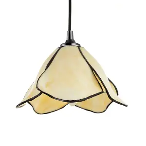 Elegant Designer Pendant Lighting Shade with Amber Cream Glass Floral Petals