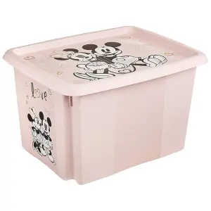 Keeeper Minnie Mouse Turn Around Stackable Box with Lid 30 Litre Nordic Pink