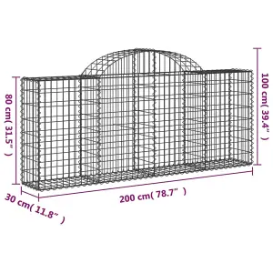 Berkfield Arched Gabion Baskets 50 pcs 200x30x80/100 cm Galvanised Iron