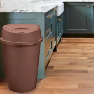 45L Touch Top Kitchen Bin Plastic Kitchen Household Rubbish Recycling Waste Bin Dustbin, Rose Gold Kitchen Bin