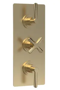 Connect Triple Concealed Crosshead Thermostatic Shower Valve (2 Outlets) - Brushed Brass - Balterley