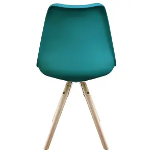 Soho Teal Plastic Dining Chair with Pyramid Light Wood Legs