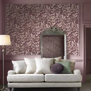 Laura Ashley Faded Glamour Summerhill Pale Blackberry Smooth Wallpaper