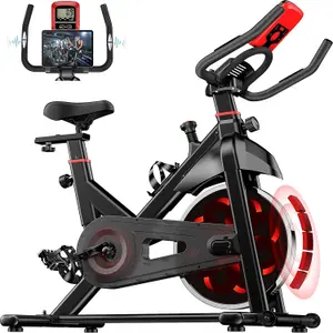 Stationary Exercise Bike with Slient Flywheel, LCD Monitor, Spin Bike for Home Gym Workout