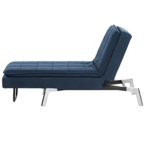 Fabric Chaise Lounge Navy Blue LOIRET