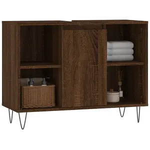 Berkfield Bathroom Cabinet Brown Oak 80x33x60 cm Engineered Wood