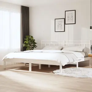 Berkfield Bed Frame White Solid Wood Pine 200x200 cm