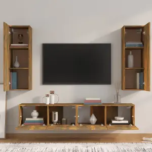 Berkfield 4 Piece TV Cabinet Set Smoked Oak Engineered Wood