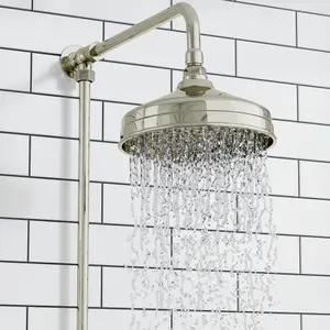 ENKI Downton English Gold White 2-Outlet Brass Thermostatic Shower Set with Rigid Riser Rail 200mm