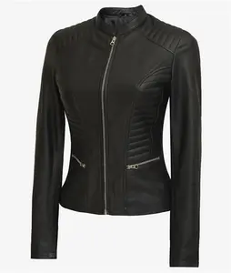 Womens Black Slim Fit Leather Jacket