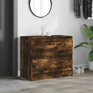 Berkfield Shoe Cabinet Smoked Oak 80x42x69 cm Engineered Wood