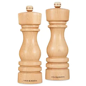 Cole & Mason London Beech Wood Salt & Pepper Mill Set 180mm