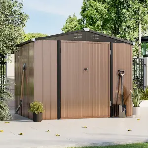 8 x 6 ft Garden Metal Furniture Storage Tool Shed with Lockable Door