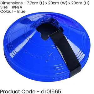 10 PACK 200mm Round Saucer Cone Marker Set BLUE Flexible Pitch Court Training