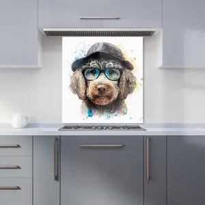 Labradoodle Dog Face Splashart Premium Glass Kitchen Splashback W600mm x H750mm