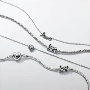 Pandora Elevated Heart Necklace - Sterling Silver / Cubic Zirconia - Sz. 45 cm