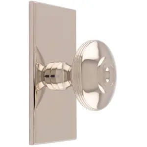 38mm Round Cabinet Door Knob & 76x40mm Matching Backplate Polished Nickel Handle