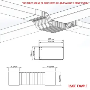 Kair Rectangular Flexible Bend 180mm x 90mm - 500mm Length PVC Hose