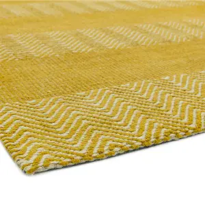 Yellow Modern Geometric Graphics Natural Fibers Handmade Rug For Dining Room Bedroom & Living Room-160cm X 230cm