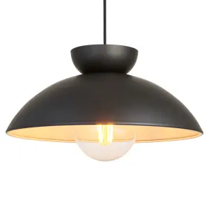 Stacked Matt Black LED Pendant ceiling light, (Dia)380mm