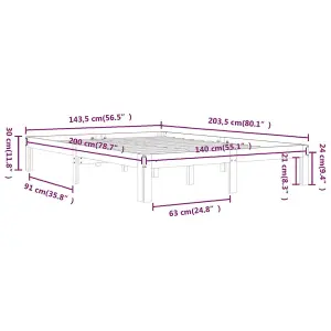 Berkfield Bed Frame Solid Wood Pine 140x200 cm