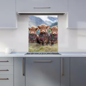 Trio Of Baby Highland Cows Kitchen Splashback