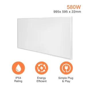 SUNHEAT Mirrorstone 0.58KW - Wall mounted Far Infrared Panel Heater - Energy Efficient