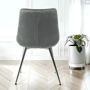 Velvita Grey Luxury Velvet With Silver Legs Dining Chair