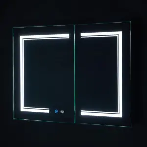 LED Illuminated Anti Fog Touch Sensor Mirror Cabinet 800x600 mm